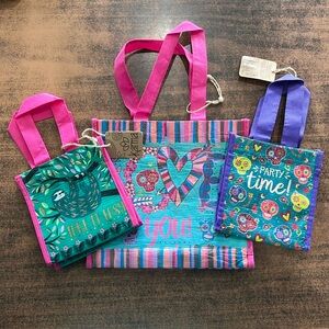 🆕🛍️ Lot of 3 KARMA gifts Reusable tote Bags NWT sloth sugar skulls